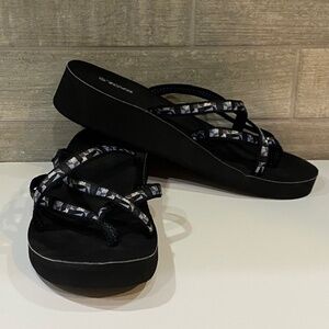 Teva Mandalyn Wedge Sandal-Women's Size 11-Blue & Black straps‎